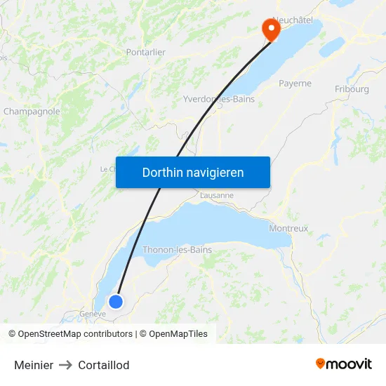 Meinier to Cortaillod map