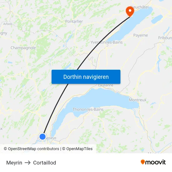 Meyrin to Cortaillod map