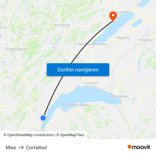 Mies to Cortaillod map
