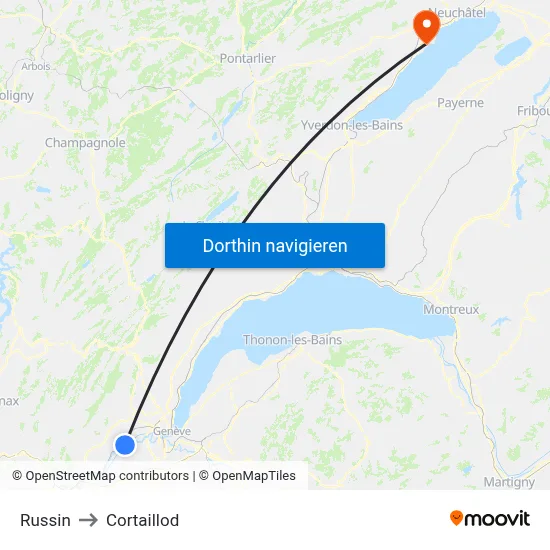 Russin to Cortaillod map