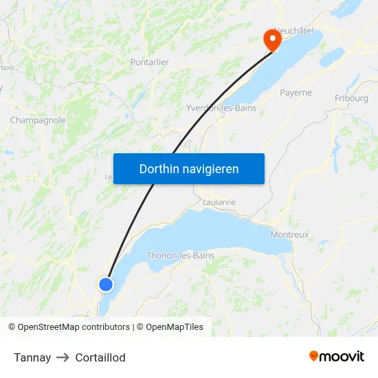 Tannay to Cortaillod map