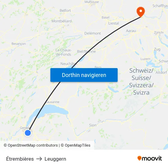 Étrembières to Leuggern map