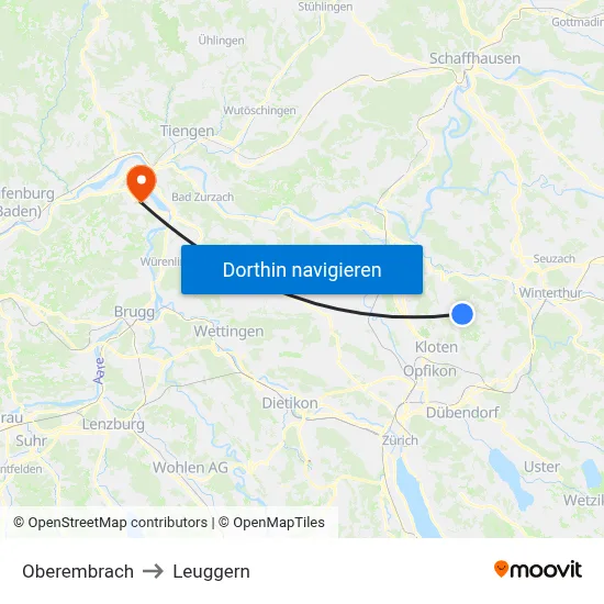 Oberembrach to Leuggern map