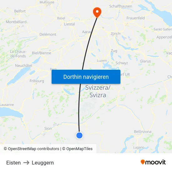 Eisten to Leuggern map