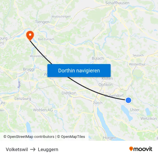 Volketswil to Leuggern map