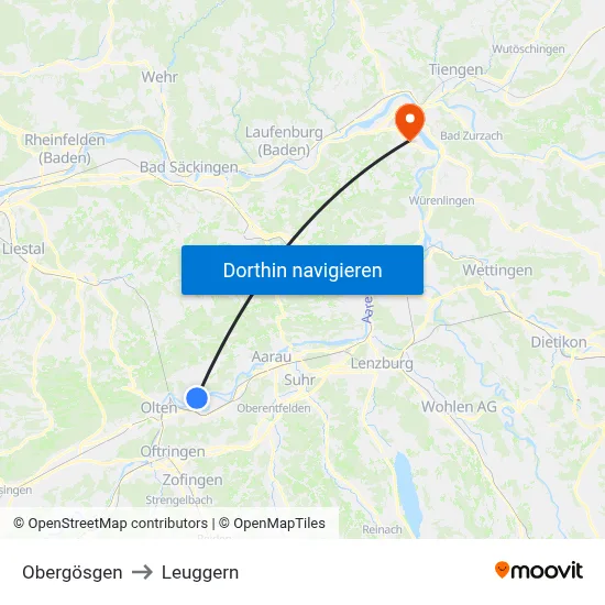 Obergösgen to Leuggern map