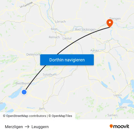 Merzligen to Leuggern map