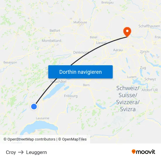 Croy to Leuggern map