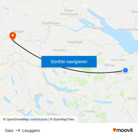 Gais to Leuggern map