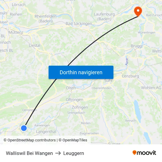 Walliswil Bei Wangen to Leuggern map
