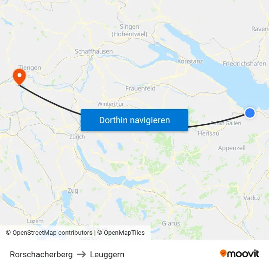 Rorschacherberg to Leuggern map