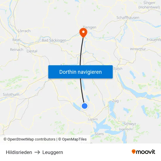 Hildisrieden to Leuggern map