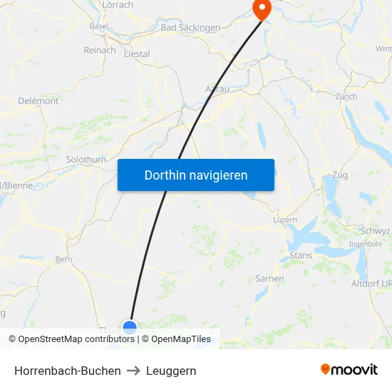Horrenbach-Buchen to Leuggern map