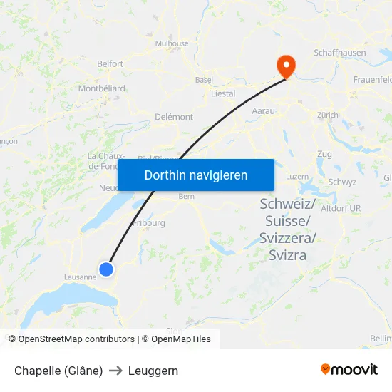 Chapelle (Glâne) to Leuggern map