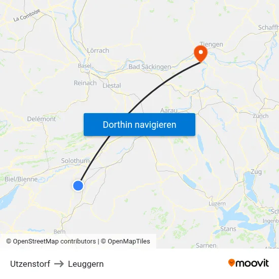 Utzenstorf to Leuggern map