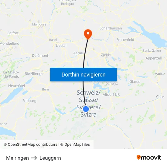 Meiringen to Leuggern map