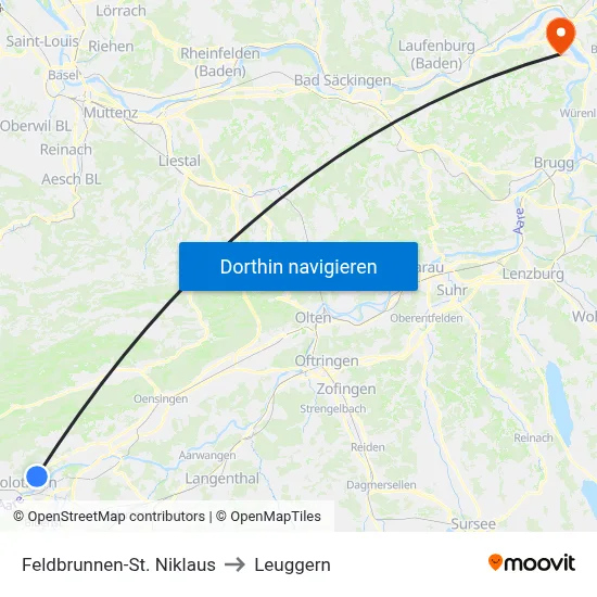 Feldbrunnen-St. Niklaus to Leuggern map