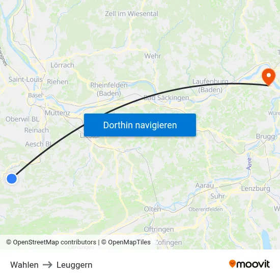 Wahlen to Leuggern map
