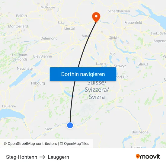 Steg-Hohtenn to Leuggern map