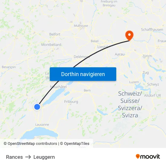 Rances to Leuggern map