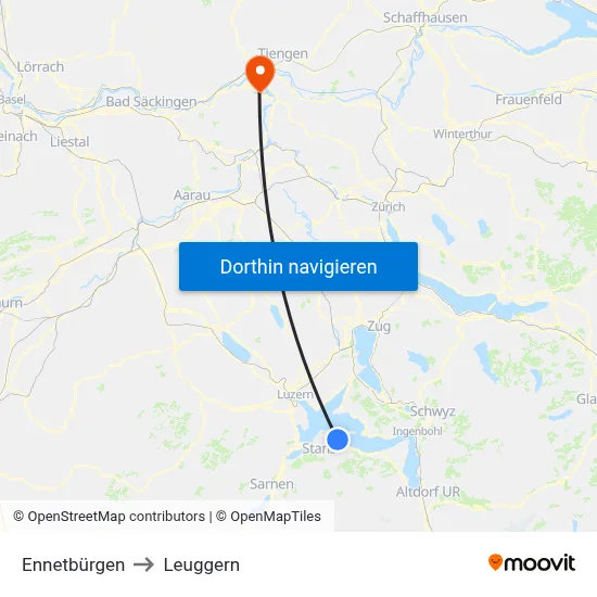 Ennetbürgen to Leuggern map