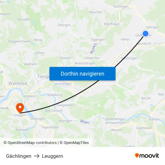 Gächlingen to Leuggern map