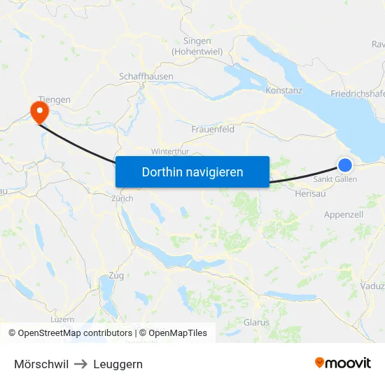 Mörschwil to Leuggern map