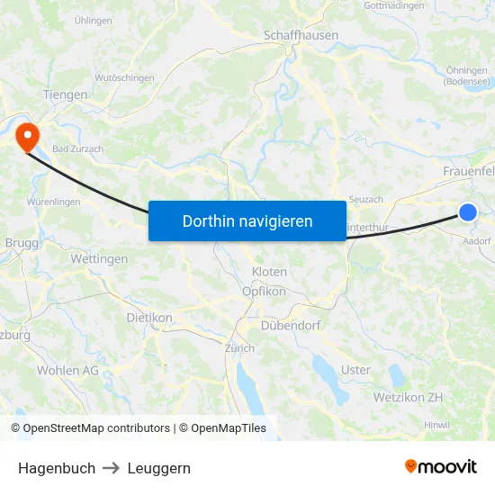 Hagenbuch to Leuggern map