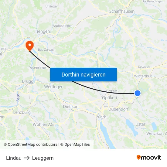 Lindau to Leuggern map