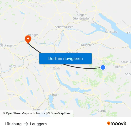 Lütisburg to Leuggern map