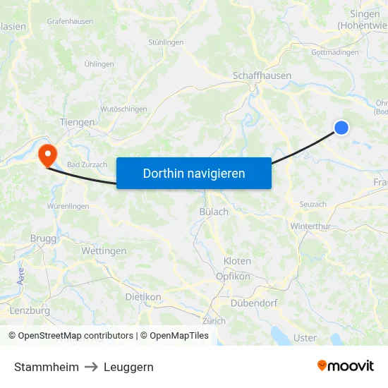 Stammheim to Leuggern map