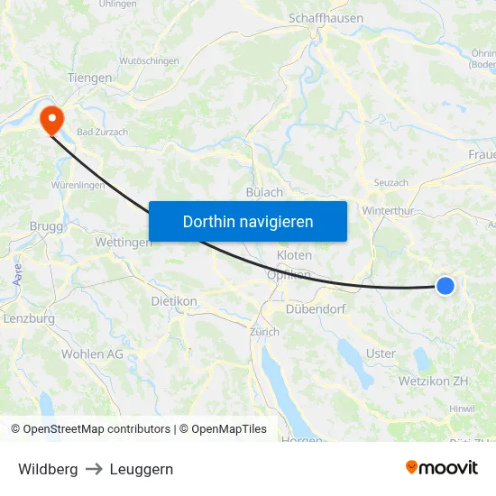 Wildberg to Leuggern map