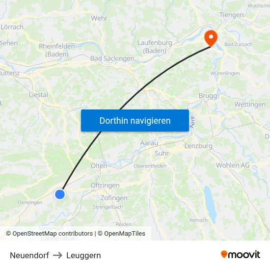 Neuendorf to Leuggern map