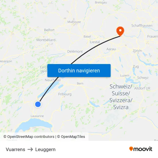 Vuarrens to Leuggern map