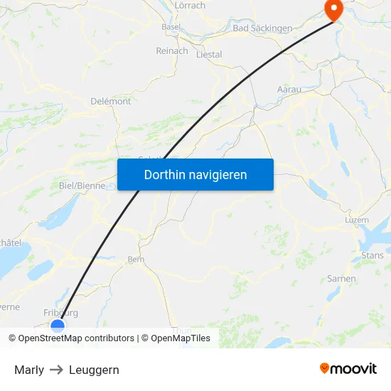 Marly to Leuggern map