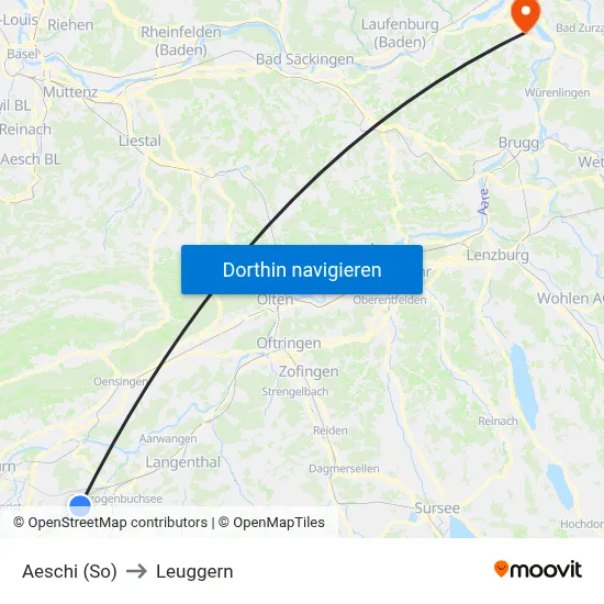Aeschi (So) to Leuggern map