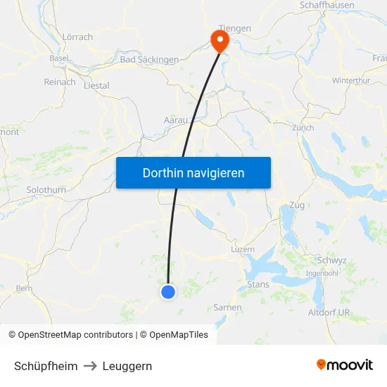 Schüpfheim to Leuggern map