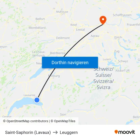 Saint-Saphorin (Lavaux) to Leuggern map