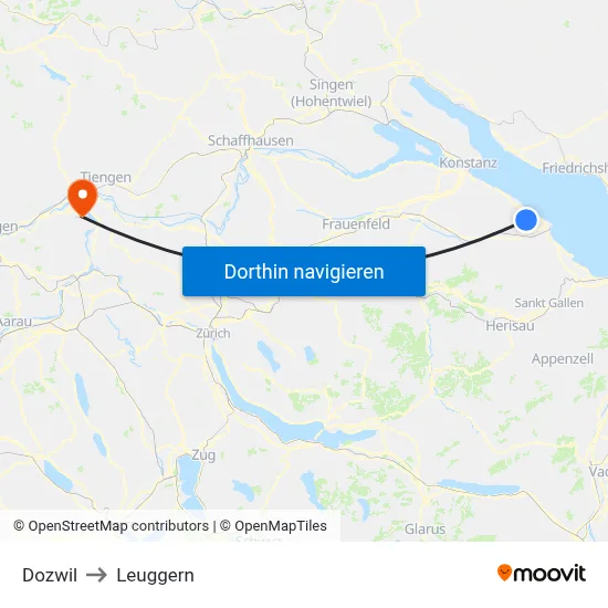 Dozwil to Leuggern map