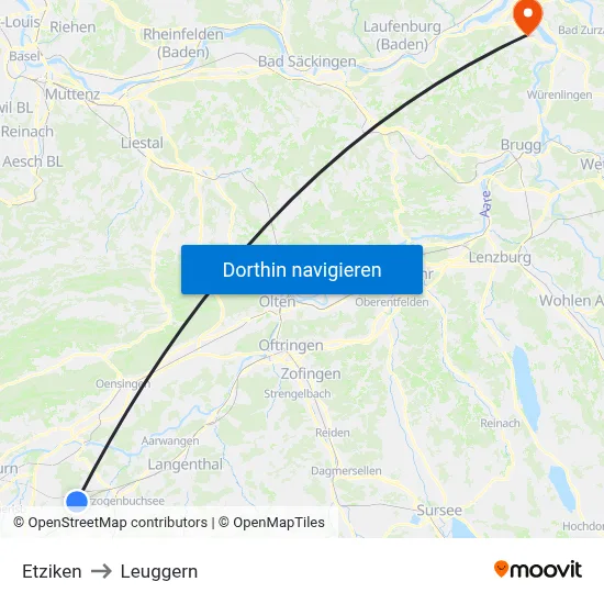 Etziken to Leuggern map