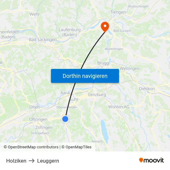 Holziken to Leuggern map