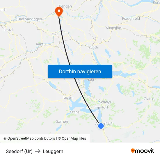Seedorf (Ur) to Leuggern map