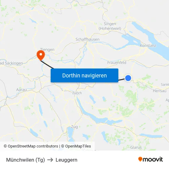 Münchwilen (Tg) to Leuggern map