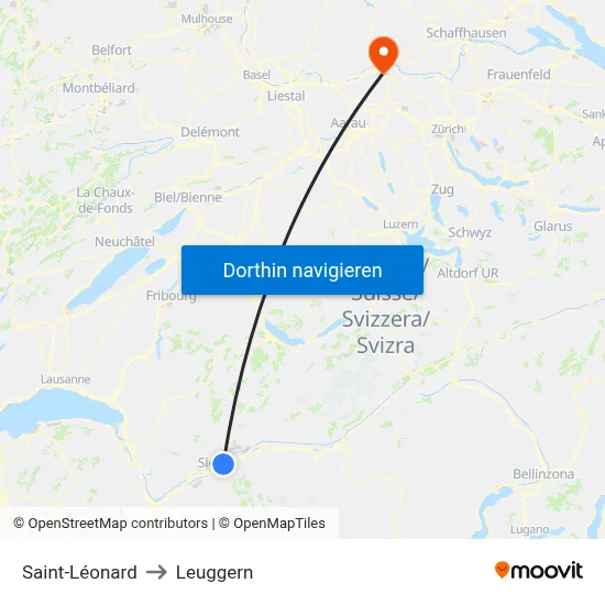 Saint-Léonard to Leuggern map