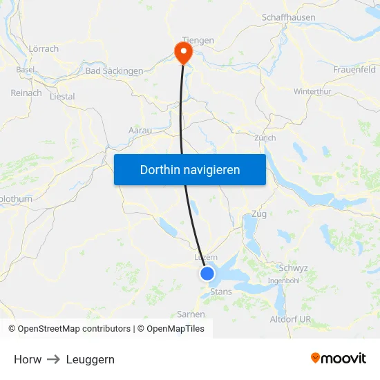 Horw to Leuggern map