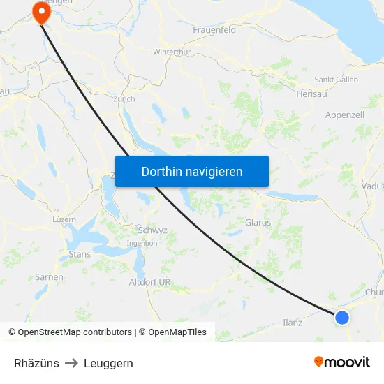 Rhäzüns to Leuggern map