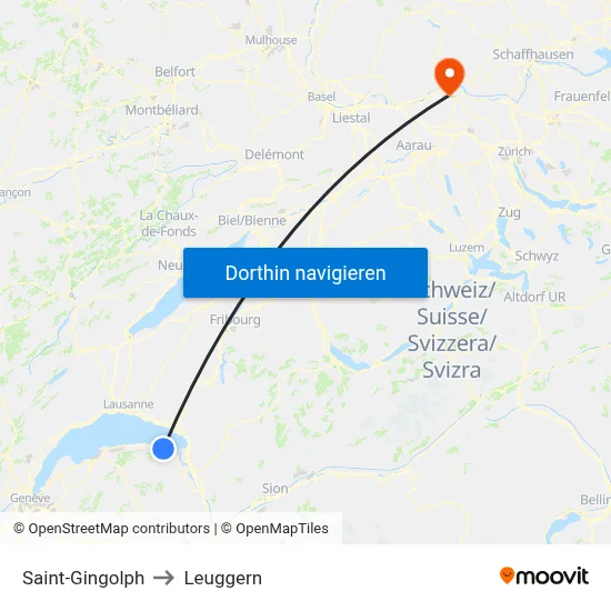 Saint-Gingolph to Leuggern map
