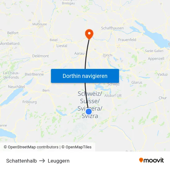 Schattenhalb to Leuggern map