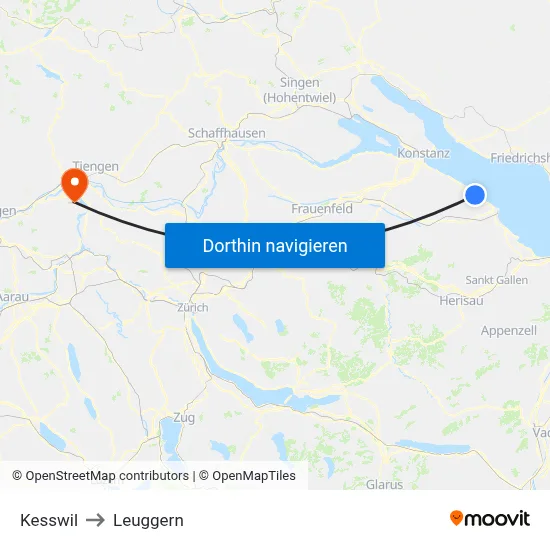 Kesswil to Leuggern map