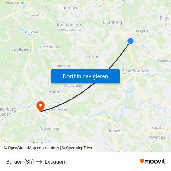 Bargen (Sh) to Leuggern map
